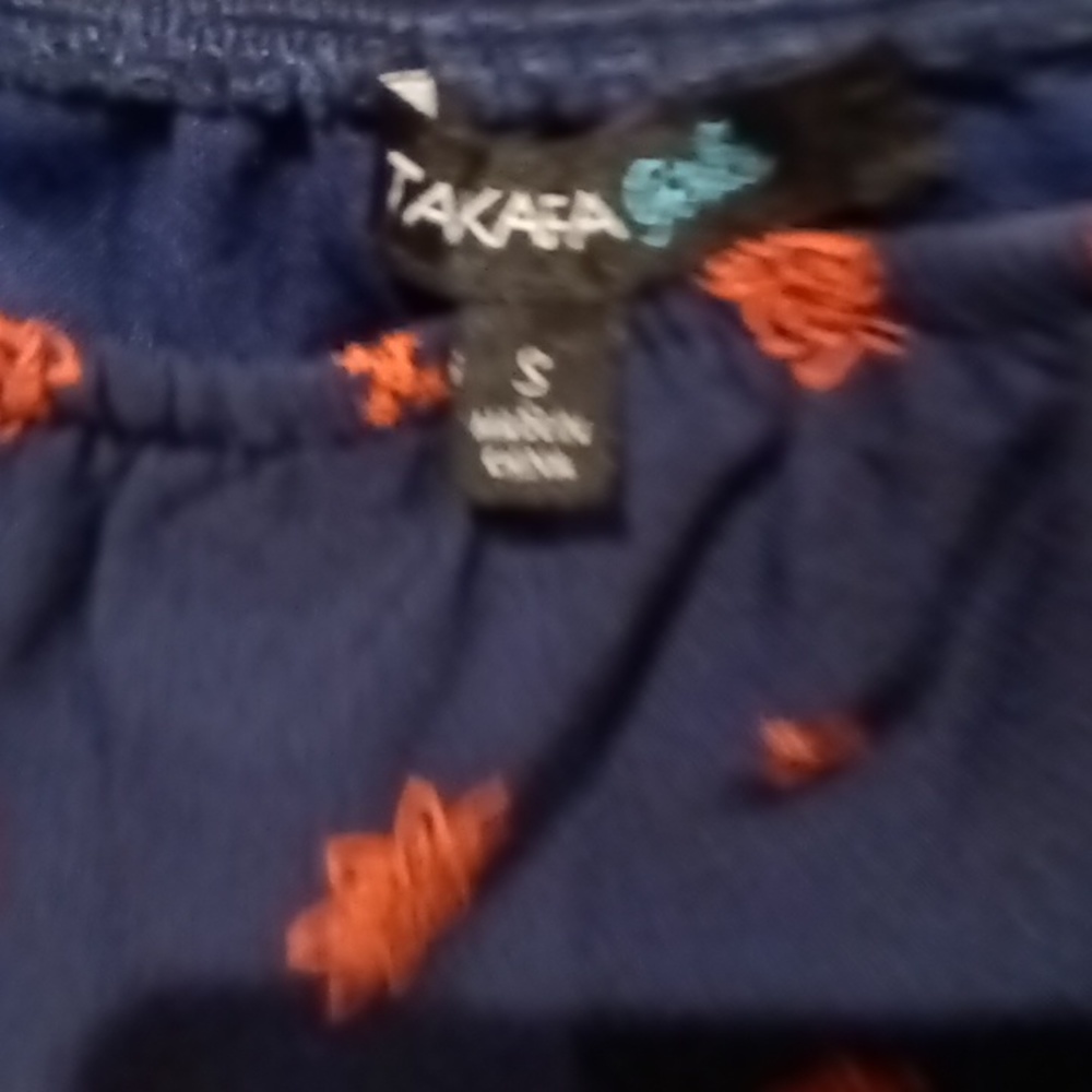 TAKAERA GIRLS blue orange paisley/floral print short jumper w elastic belt Sz Sm
